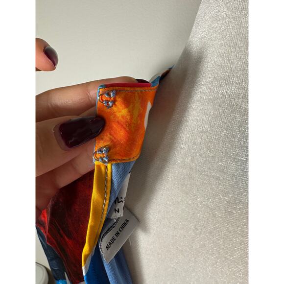 Nicole Miller Watercolor Abstract Satin Maxi Dress Size S - Picture 7 of 7